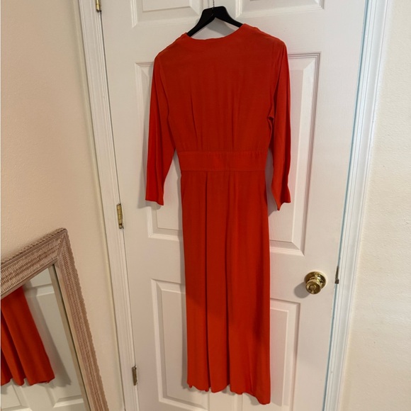Paris Atelier & Other Stories Orange Midi V Neck Dress - Picture 6 of 12